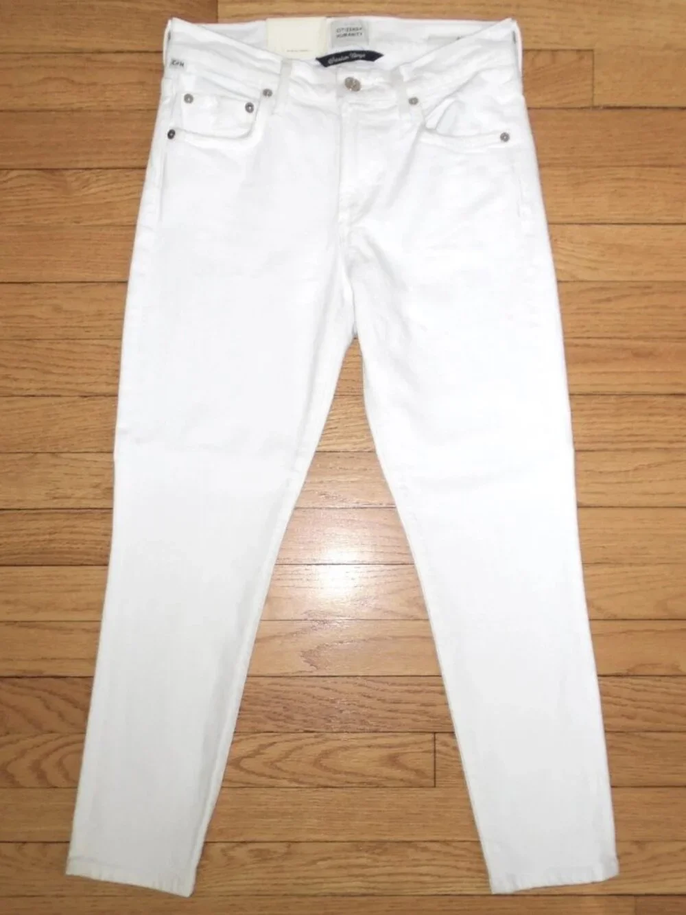 New Citizens Of Humanity Ella Mid Rise Slim Crop Jeans "Soft Stretch" White 24 - Picture 4 of 9